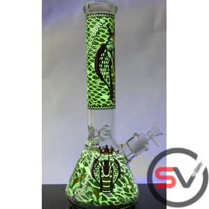 KING COBRA GLASS BEAKER 14inch (GLOW IN DARK) - GREEN